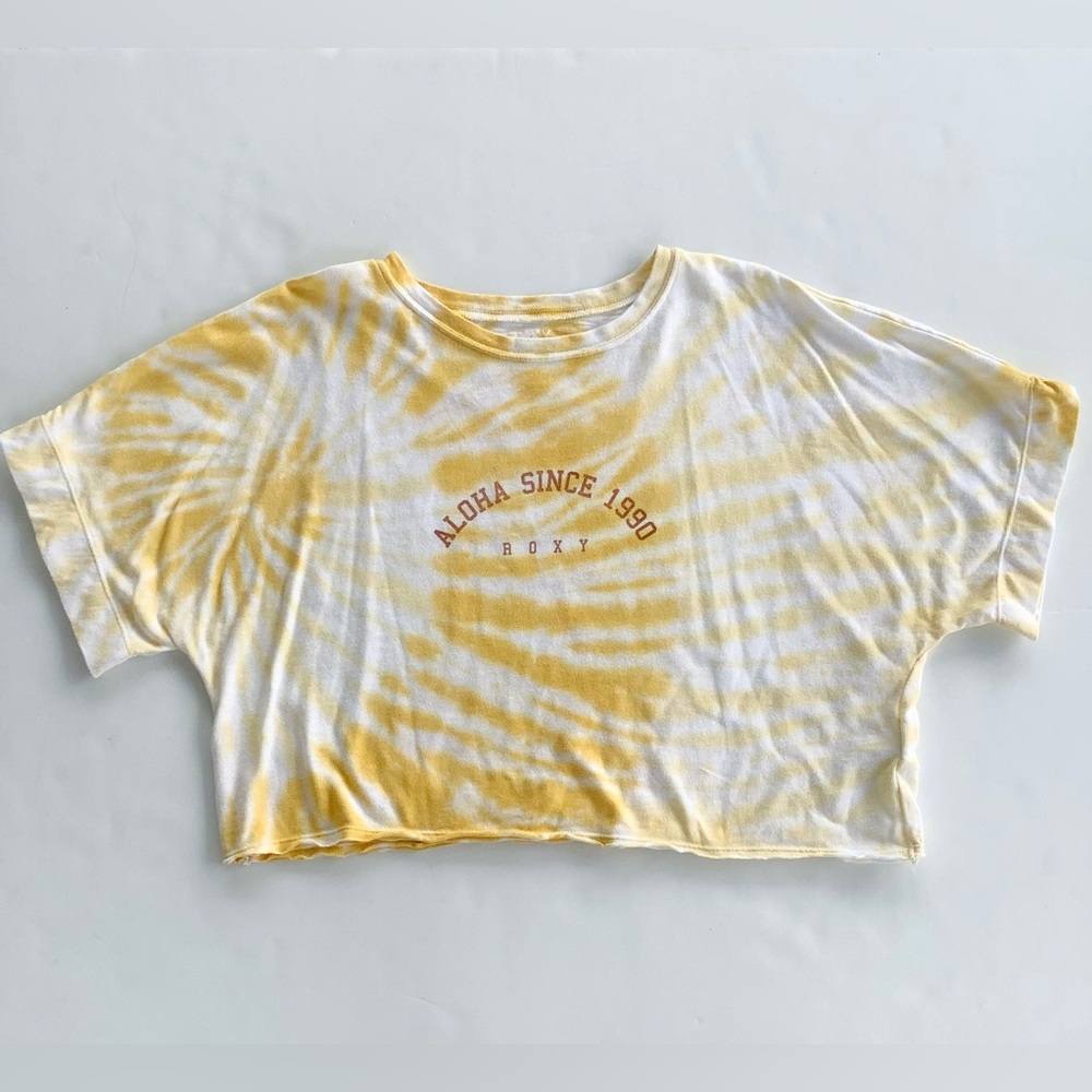 Roxy Yellow Tie Dye Cropped Aloha Tee